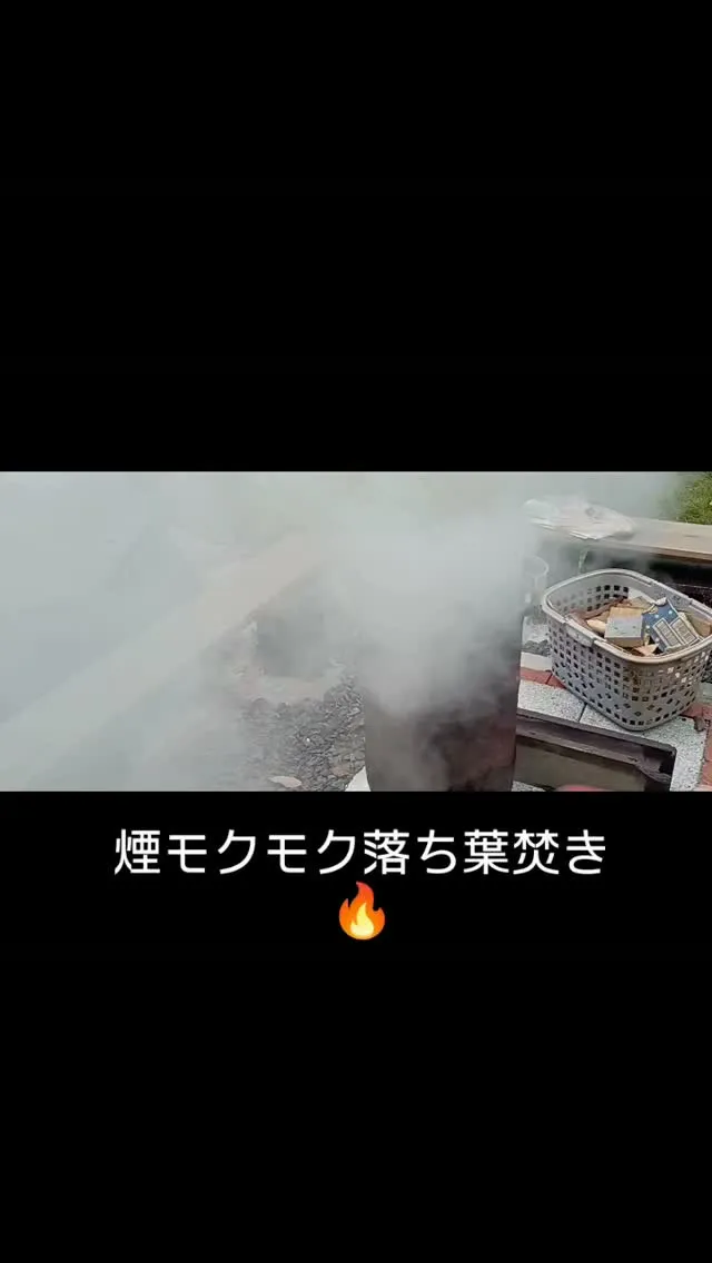 煙モクモク落ち葉焚き🔥